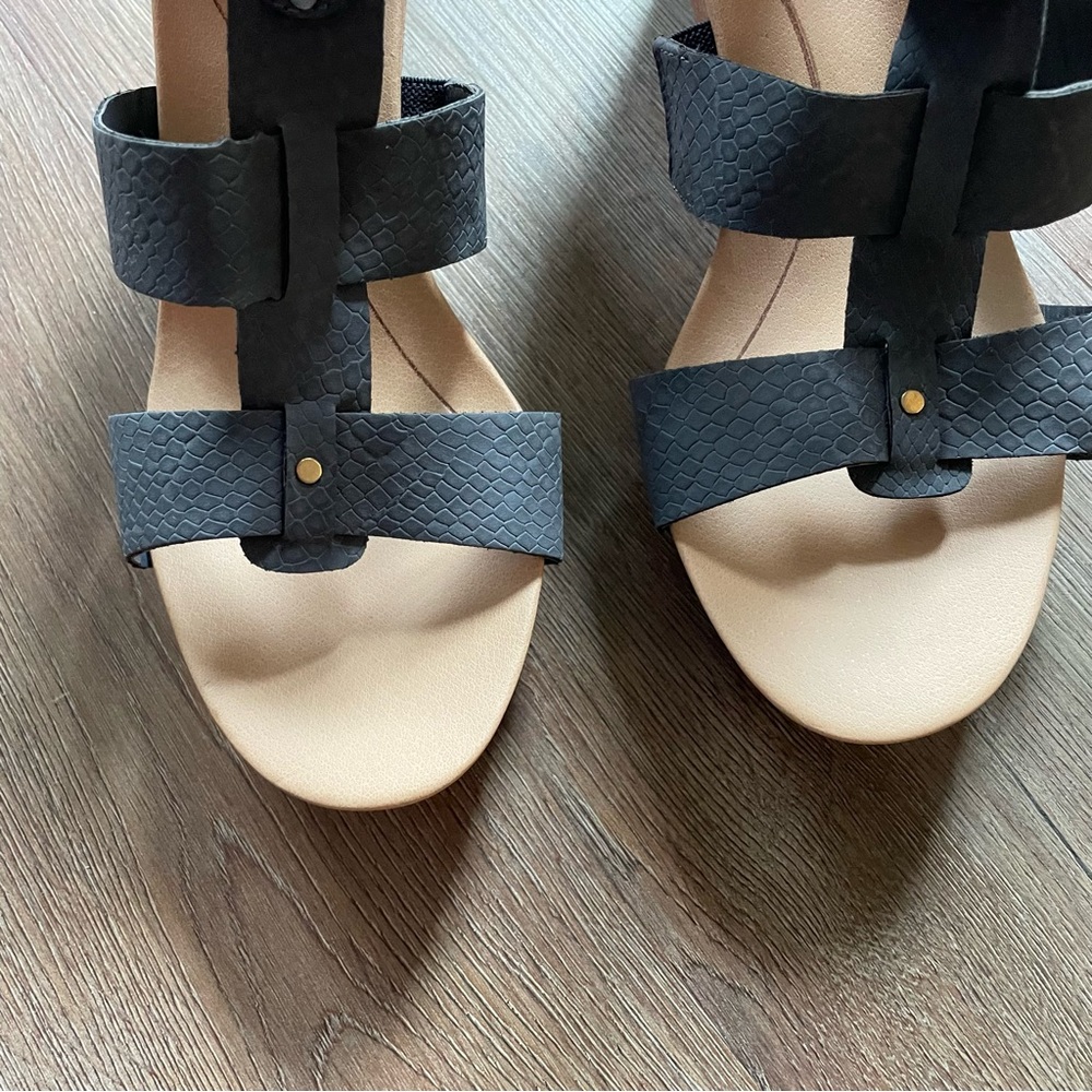 Dr. Scholl’s Women’s Barton Wedge Sandal SZ 8.5 blue/tan - Picture 5 of 12